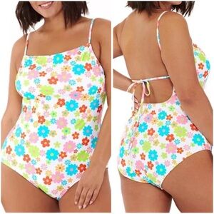 NINETY NINE Degrees 90’s Y2K Ditzy Floral One Piece Low Open Back Swimsuit XXL